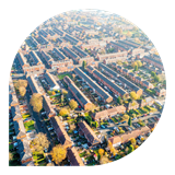 Aerial view of a housing estate in Greater Manchester